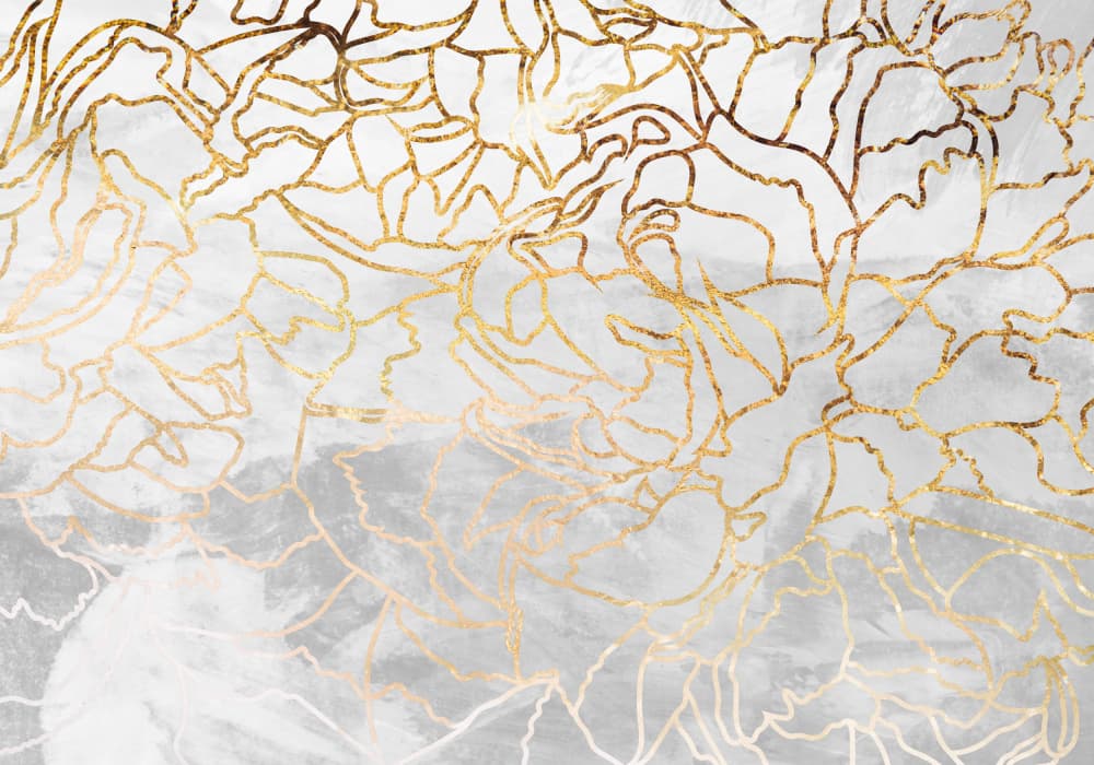 Golden Floral Outlines by Sarah Manovski — canvas wall art