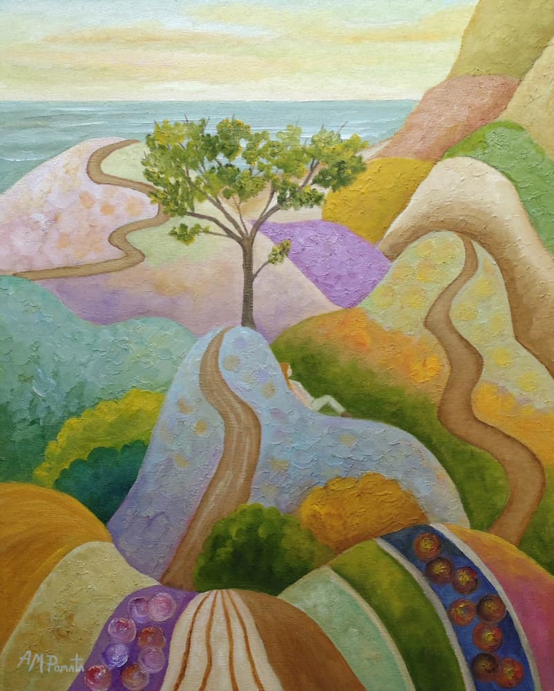 Whimsical Hillside Paths by Angeles M. Pomata — canvas wall art