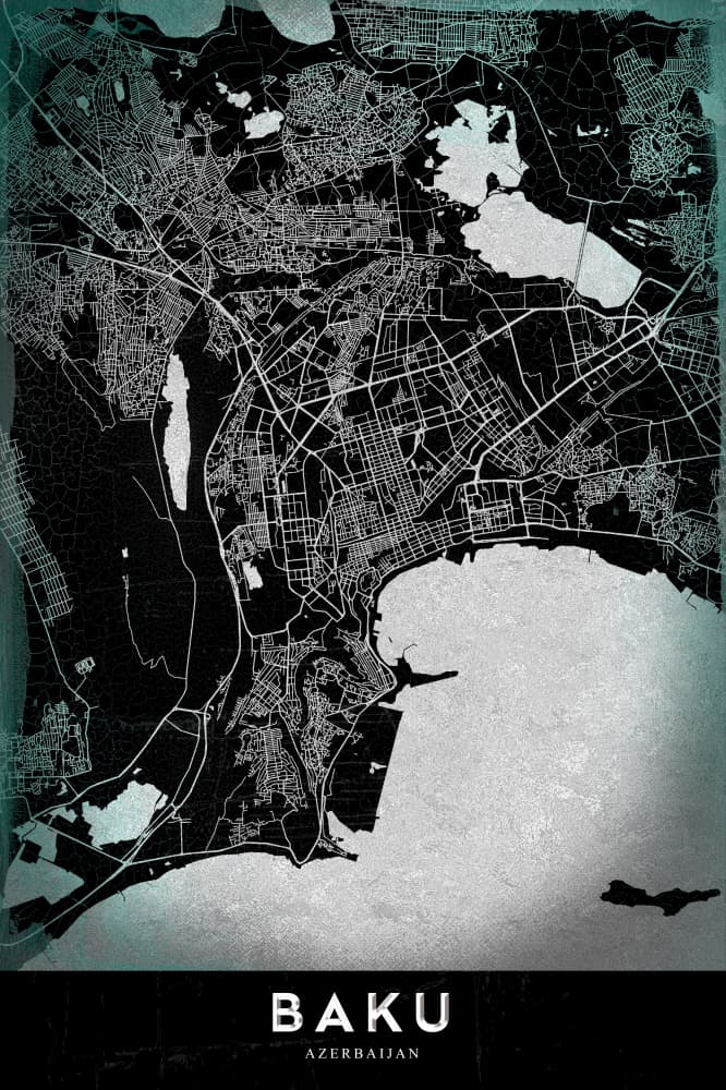 Baku Urban Map by StudioSix — canvas wall art