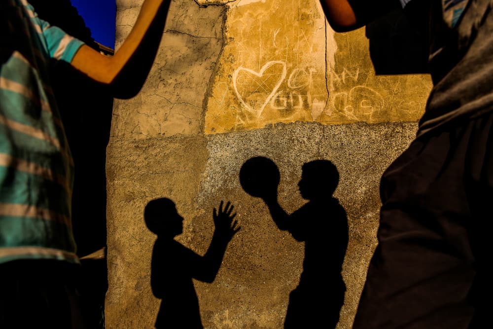 Kids Shadow Basketball by Ummu Nisan Kandilcioglu — canvas wall art