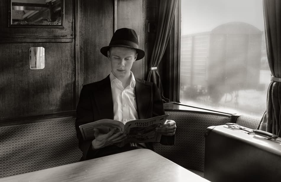 Gentleman on Vintage Train by Christoph Hessel — canvas wall art