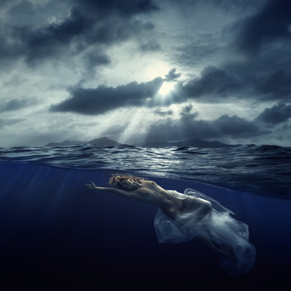 Underwater Dreaming Woman by Dmitry Frizel — canvas wall art