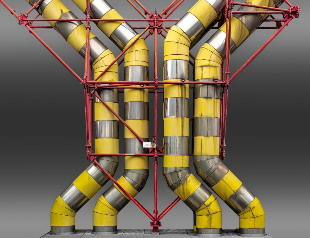 Geometric Industrial Pipes by Roland M Schwerdtfeger — canvas wall art