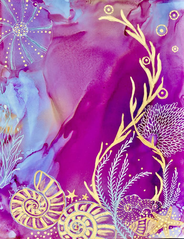 Golden Ocean Jewels by Amy Tieman — canvas wall art