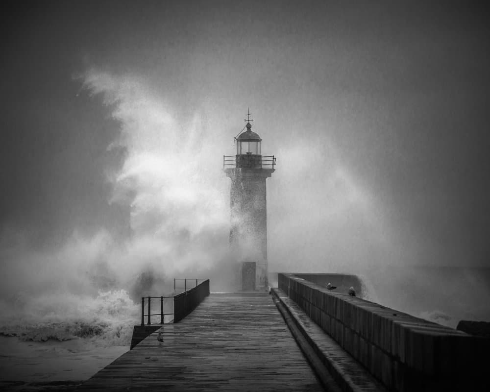 Dramatic Lighthouse Storm by Marco Faria — canvas wall art