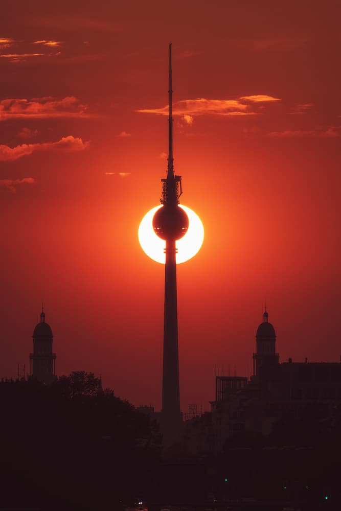 Berlin TV Tower Sunset by Jean Claude Castor — canvas wall art
