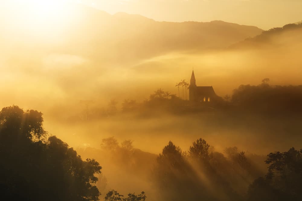 Golden Morning Church by Raphael Sombrio — canvas wall art