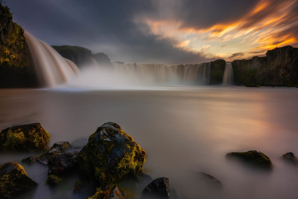Dramatic Sunset Falls by Ye Naing Wynn — canvas wall art