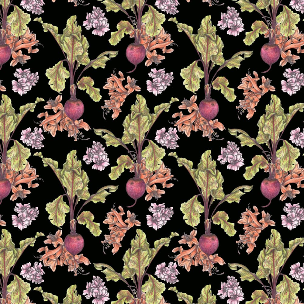 Botanical Beetroot Pattern by Cecilia Battaini — canvas wall art