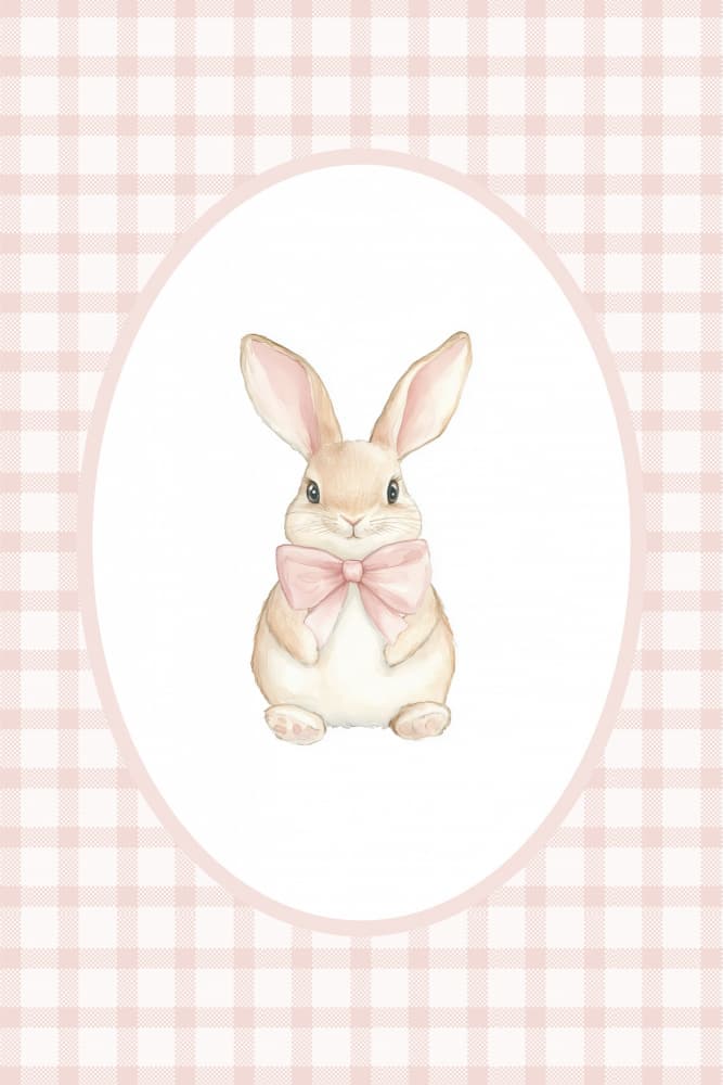 Pink Bow Bunny by Melloi Art Prints — canvas wall art