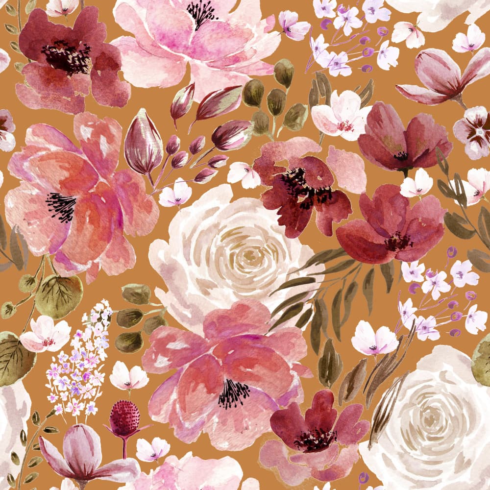 Floral Chaos Watercolor Pattern Orange by Anis Illustration — canvas wall art