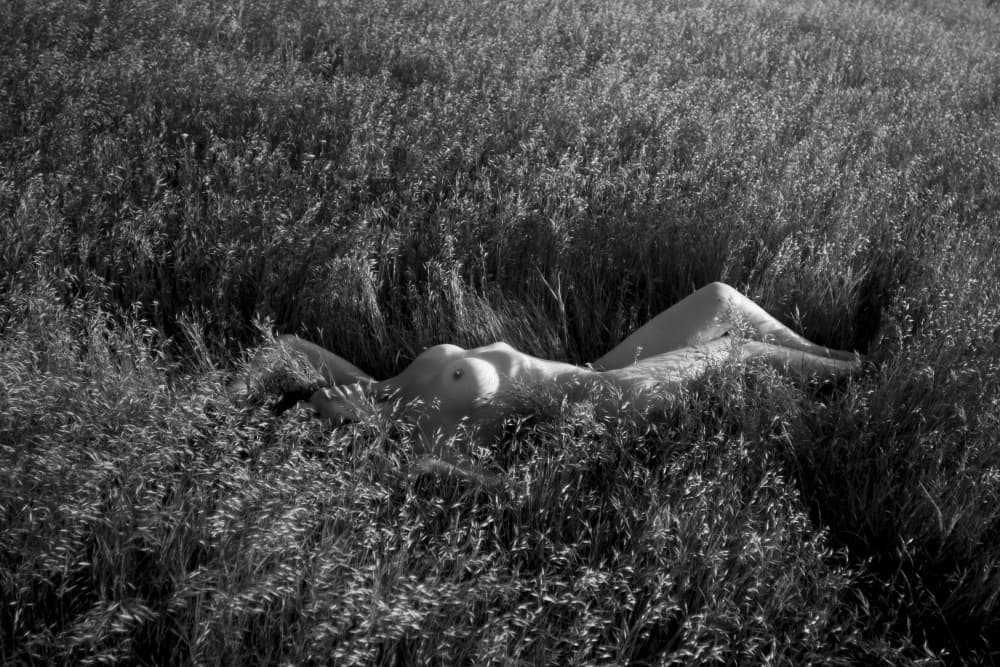 Nude Serenity In Grass by Bogdan Bouşcă — canvas wall art