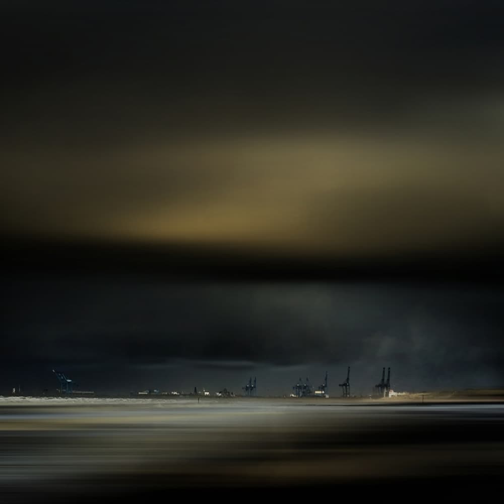 Dark Industrial Seascape by Piet Flour — canvas wall art