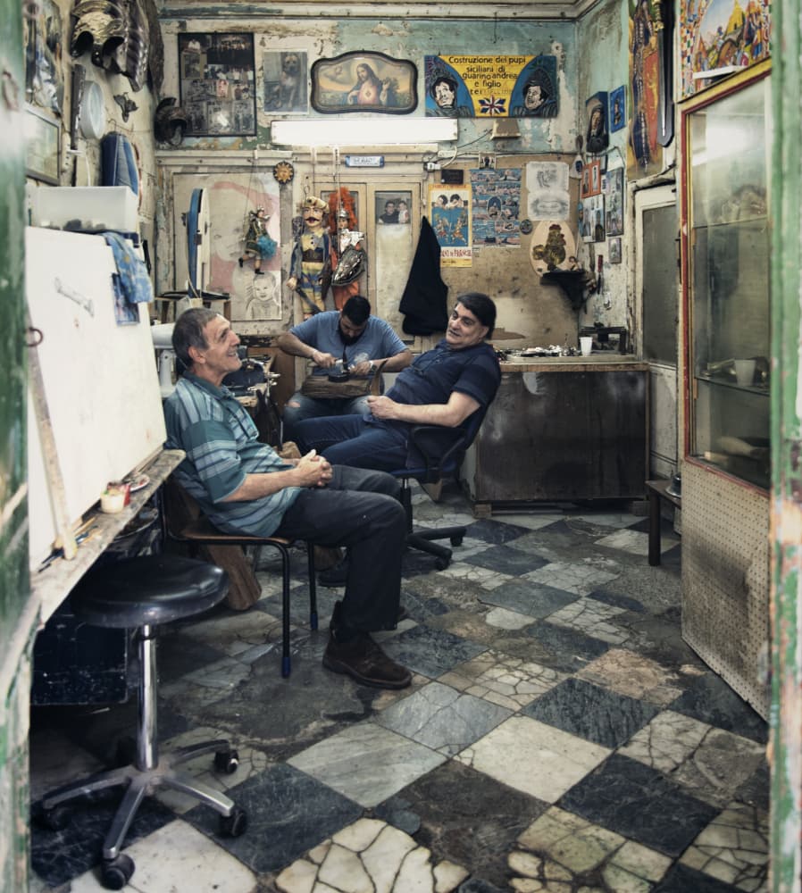Craftsmen in Old Shop by Vito Muolo — canvas wall art