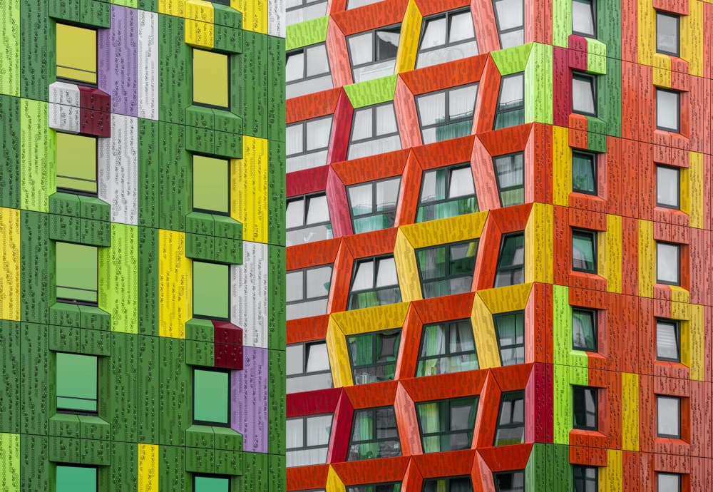 Colorful Geometric Facades by Roland M Schwerdtfeger — canvas wall art