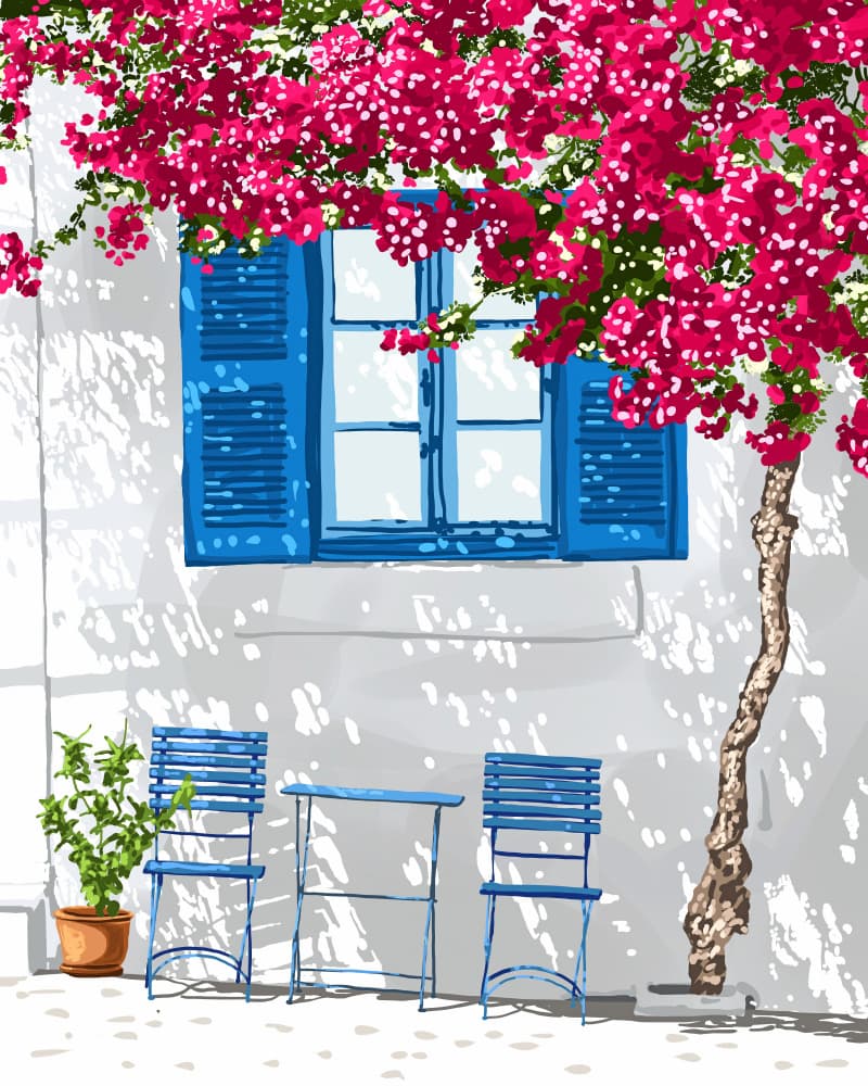 Pink Bougainvillea Window by Uma Gokhale — canvas wall art