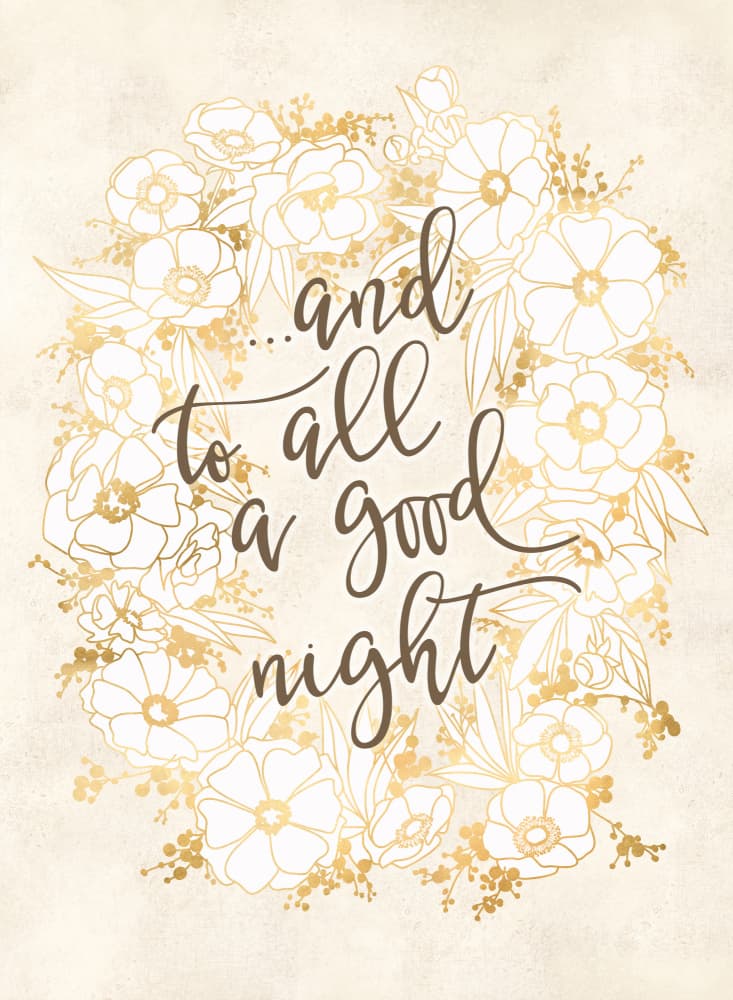 Golden Good Night Quote by Rosana Laiz Blursbyai — canvas wall art