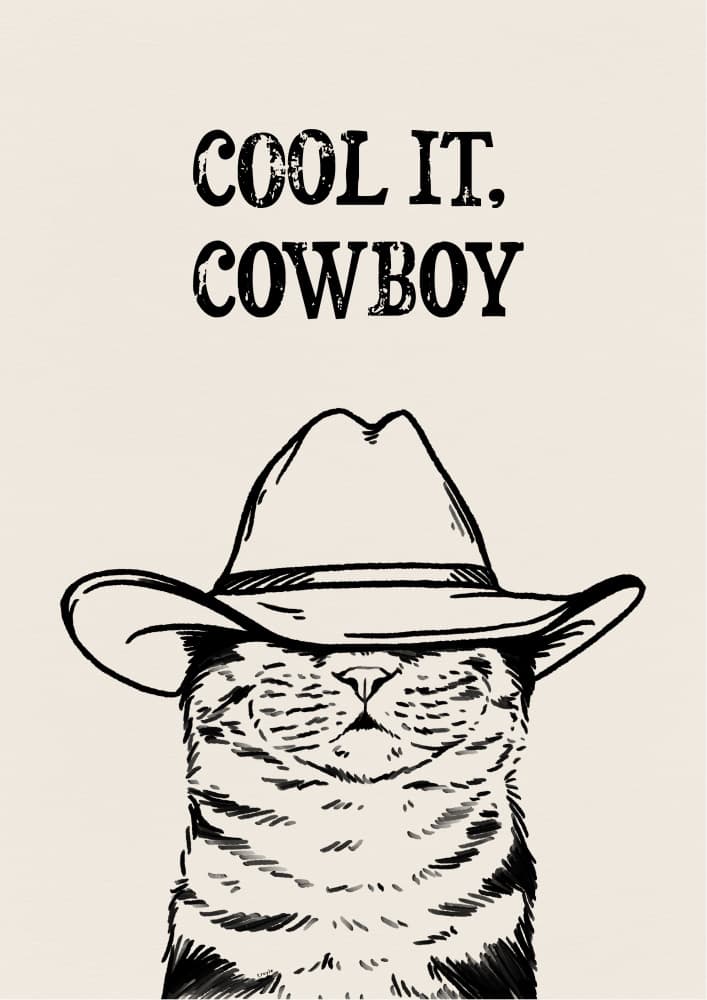 Cool It Cowboy Cat by Tara Royle — canvas wall art