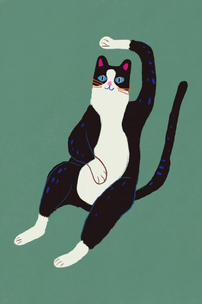 Playful Stretching Cat by Little Dean — canvas wall art