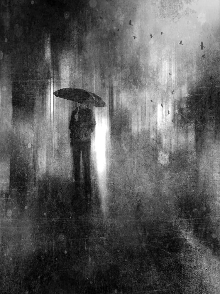 Lonely Umbrella Walk by Lammakmak — canvas wall art
