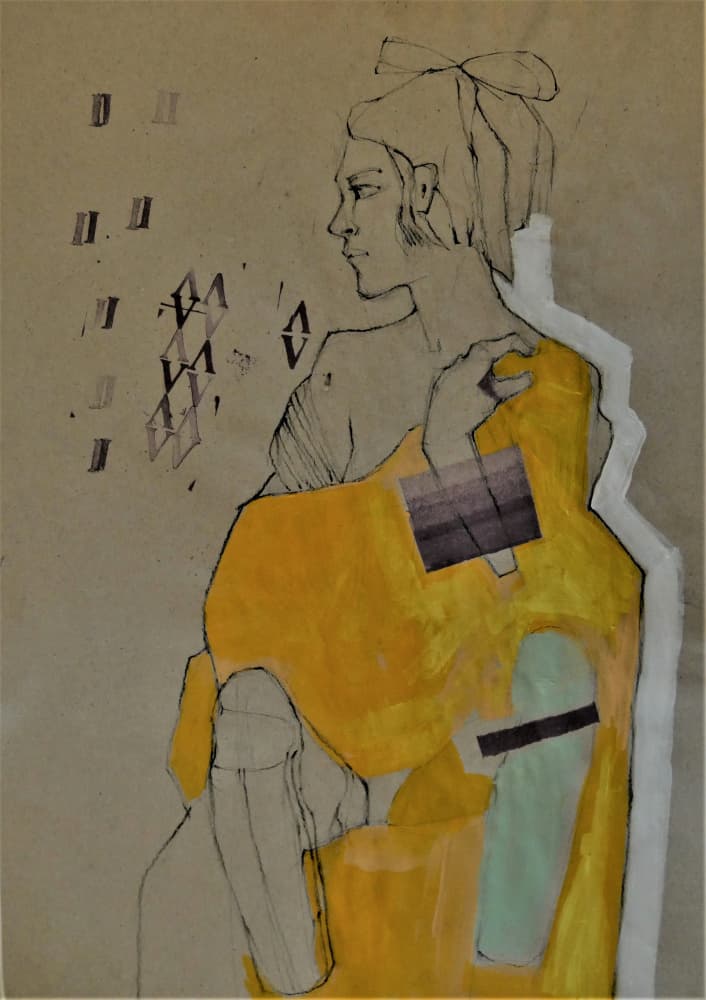 Thoughtful Yellow Portrait by Doris Schmitz — canvas wall art