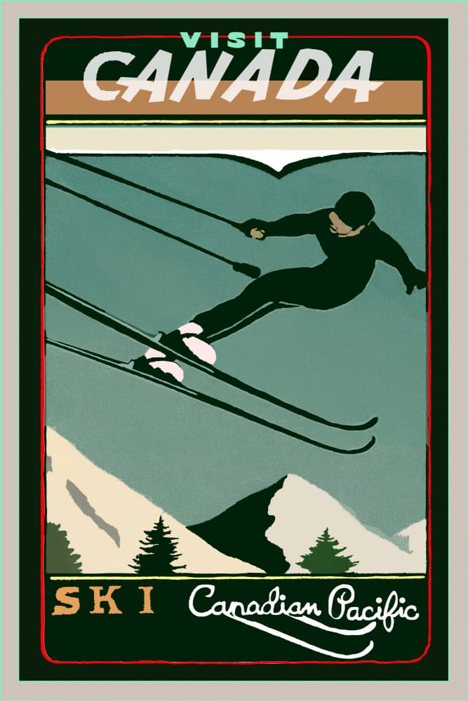 Vintage Ski Mountain Adventure by casa cartissi — canvas wall art