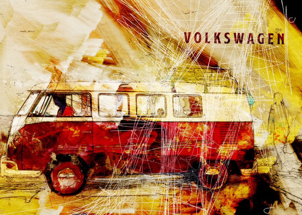 Retro Van Adventure by Lembayung senja studio [Vintage Poster] — canvas wall art