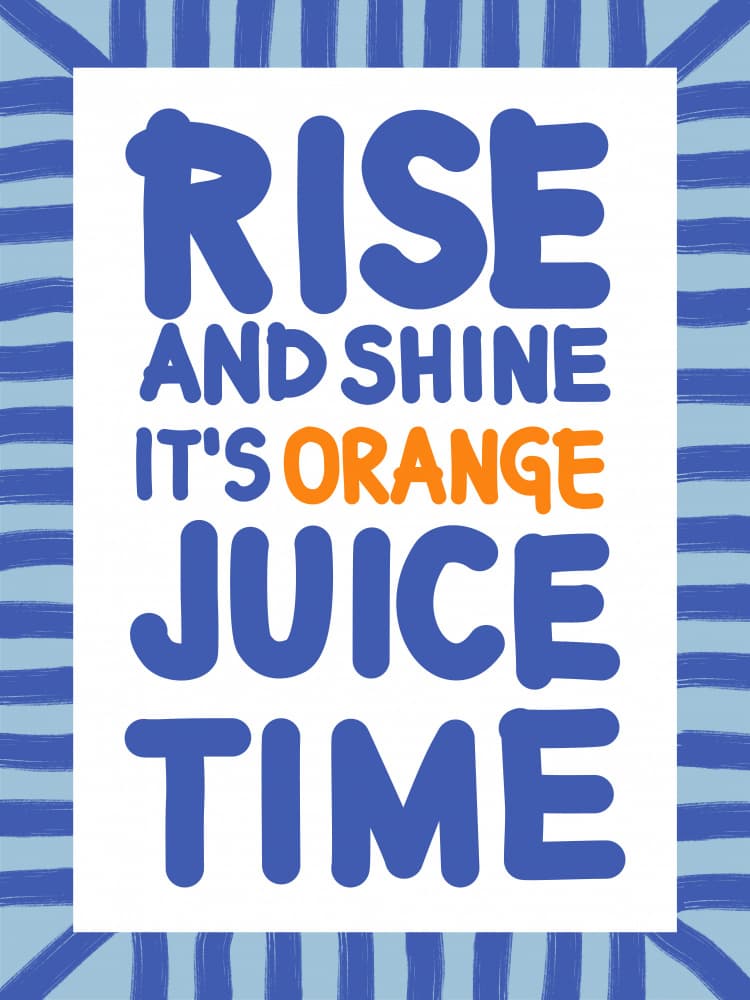 Rise Shine Orange Juice by Elena Ristova — canvas wall art
