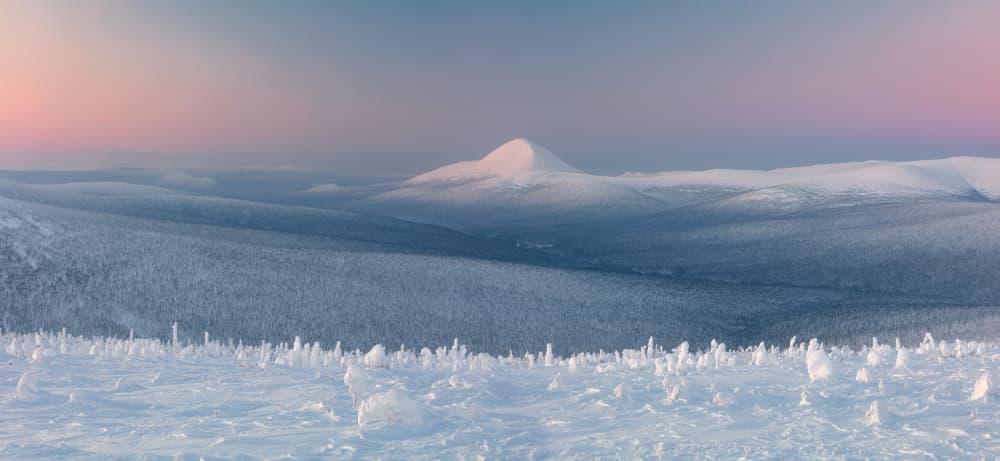 Pastel Winter Mountain Landscape by Valeriy Shcherbina — canvas wall art