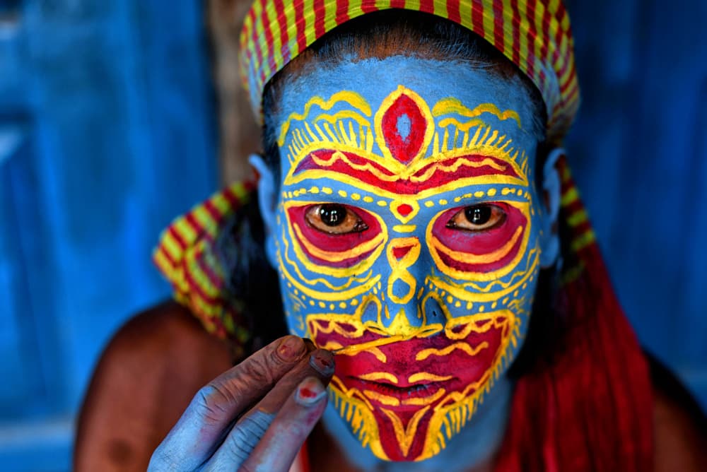 Vibrant Ceremonial Face by Avishek Das — canvas wall art