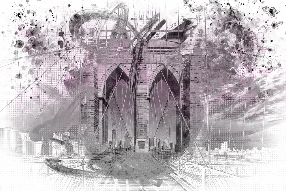 Brooklyn Bridge Grunge by Melanie Viola — canvas wall art