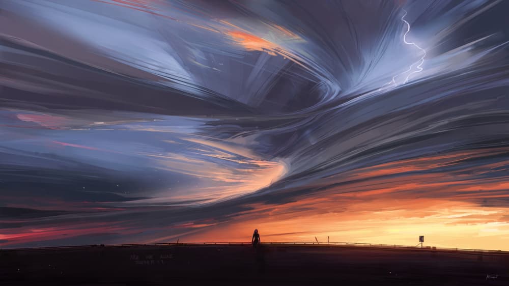 Dramatic Sunset Lightning by Alena Aenami — canvas wall art