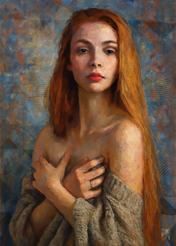 Thoughtful Redhead Portrait by Osvaldo Russo — canvas wall art