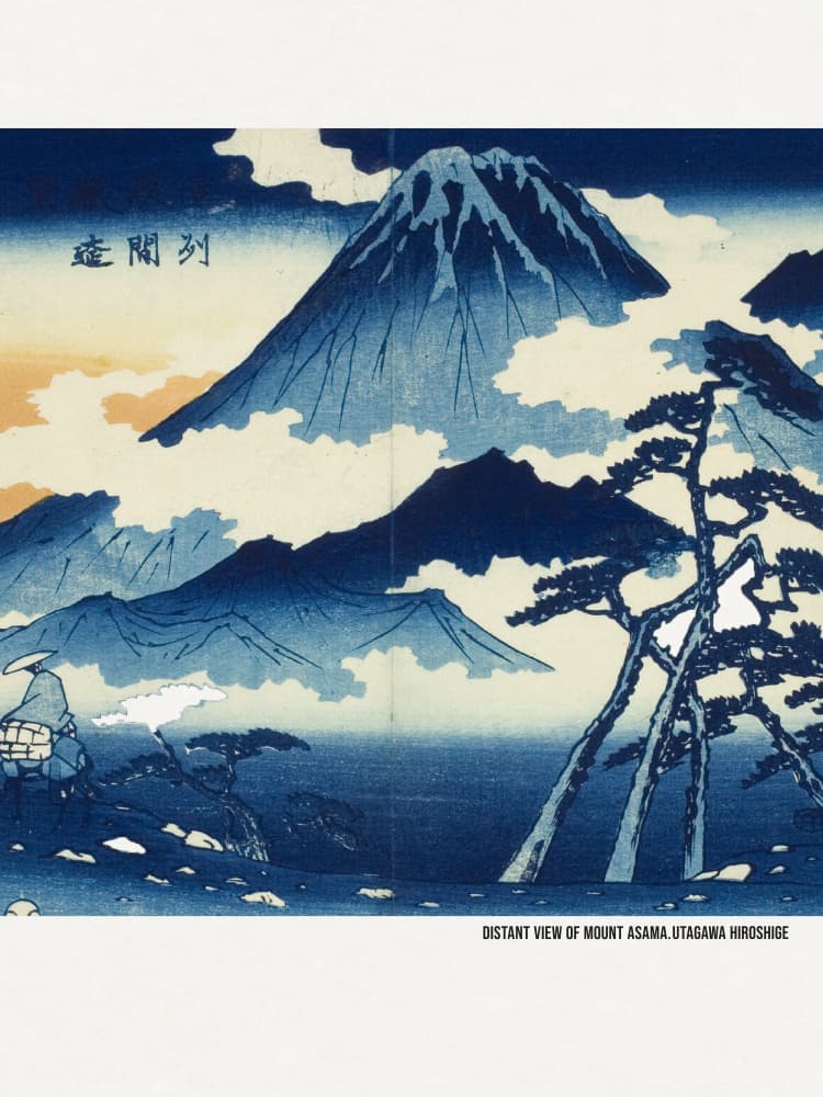 Distant View of Mount Asama In the Shinshu District by Utagawa Hiroshige — canvas wall art