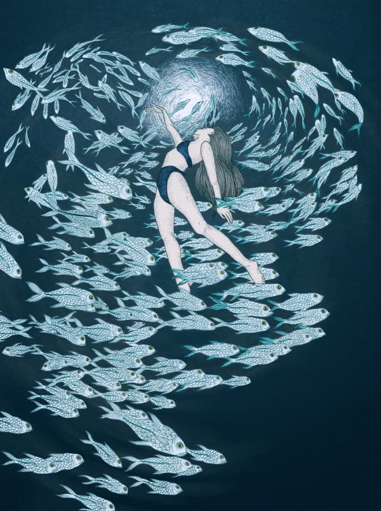 Ethereal Woman Underwater by EC Mazur — canvas wall art