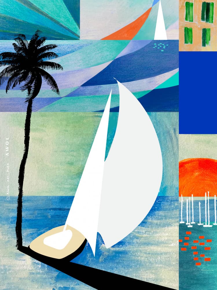 Palm Tree Ocean Sail by Awol Art Alex — canvas wall art