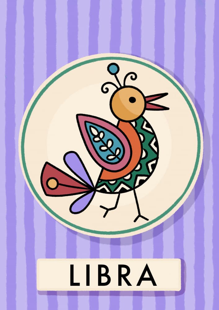 Libra Zodiac Bird by Nidhi Kachhadiya — canvas wall art