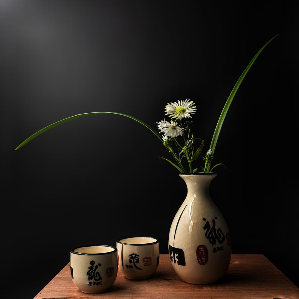 Serene Ikebana Arrangement by Annie Poreider — canvas wall art