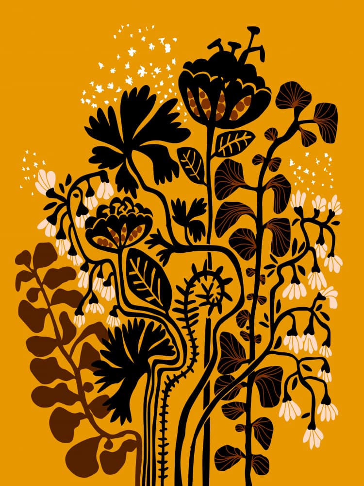 Mustard Botanical Garden by Annick — canvas wall art