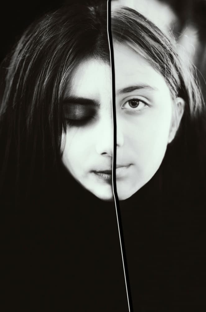 Monochrome Split Portrait by Desislava Ignatova — canvas wall art