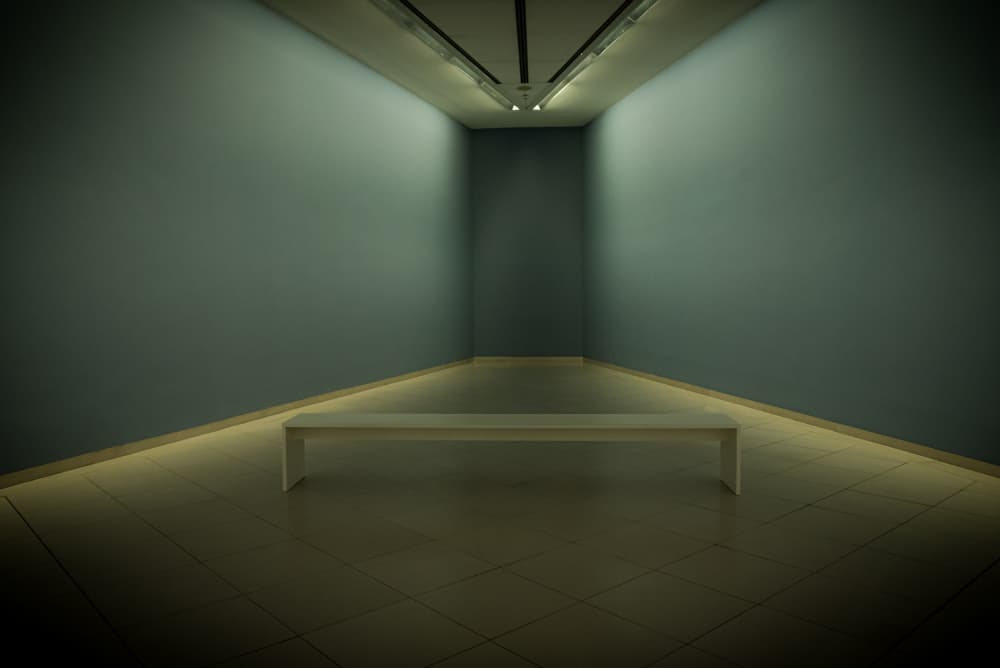 Empty Gallery Bench by Heike Wolters-Wrase — canvas wall art