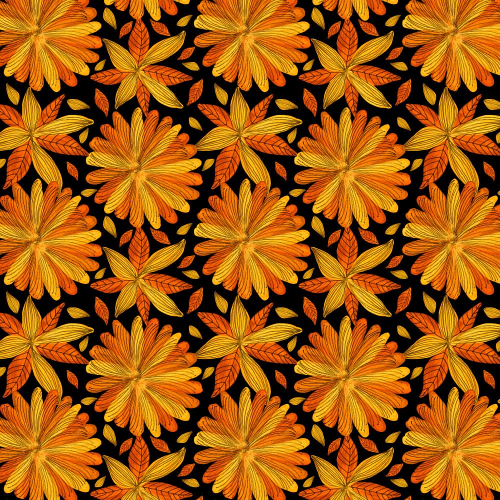 Golden Autumn Floral Pattern by Michele Channell — canvas wall art