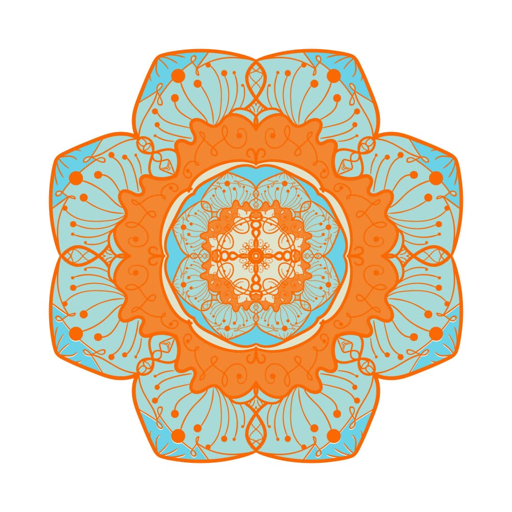 Teal Orange Mandala Bloom by Marika Barsrsind — canvas wall art