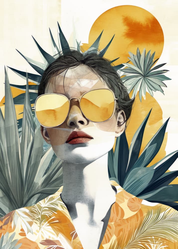 Summer Woman Sunglasses by Justyna Jaszke — canvas wall art