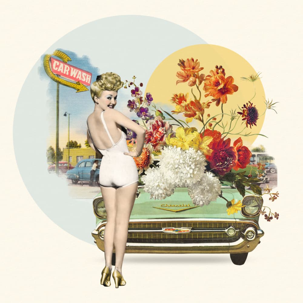 Vintage Carwash Glamour by Marja van den Hurk — canvas wall art