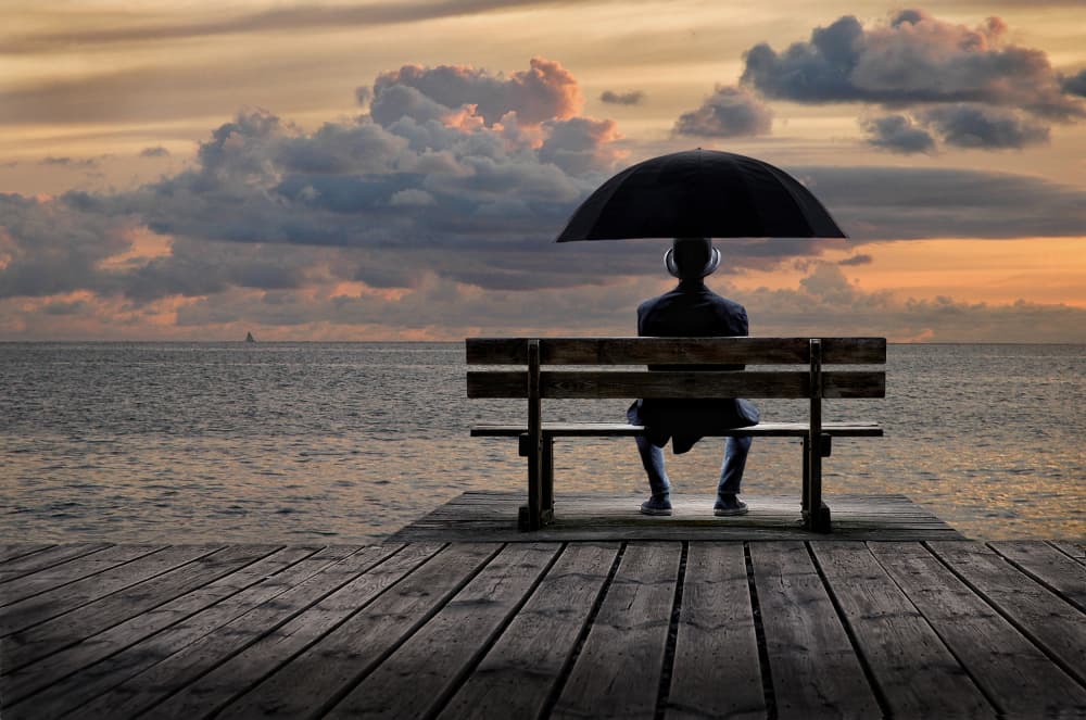 Solitary Man Sunset View by Jan Scheunders — canvas wall art