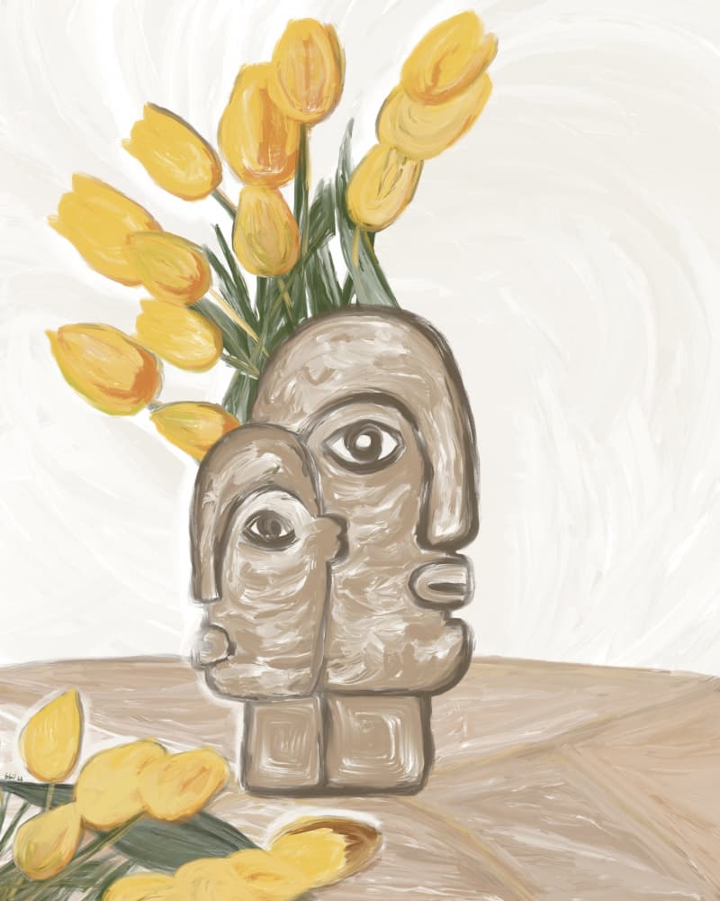 Mother Child Tulips by GIovanna Gil Alves — canvas wall art