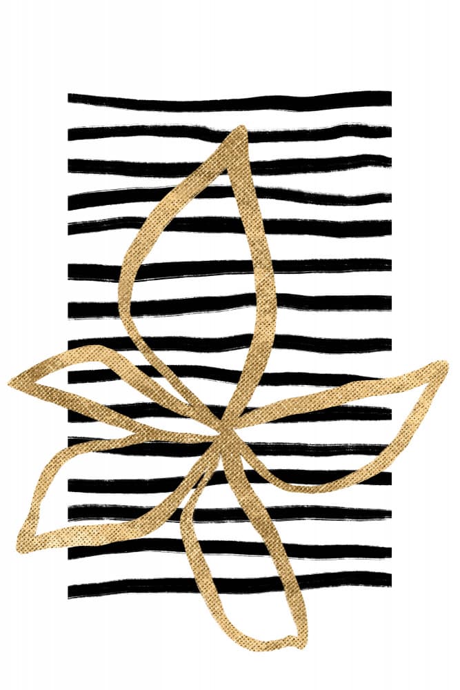 Golden Leaf Lines by uplusmestudio — canvas wall art
