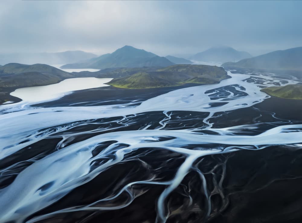 Braided River Landscape by Yuhan Liao — canvas wall art