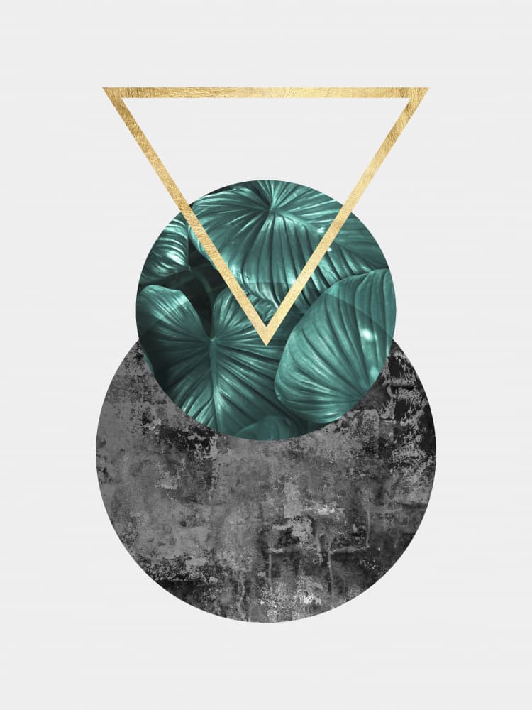 Golden Triangle Tropical Leaves by Vitor Costa — canvas wall art